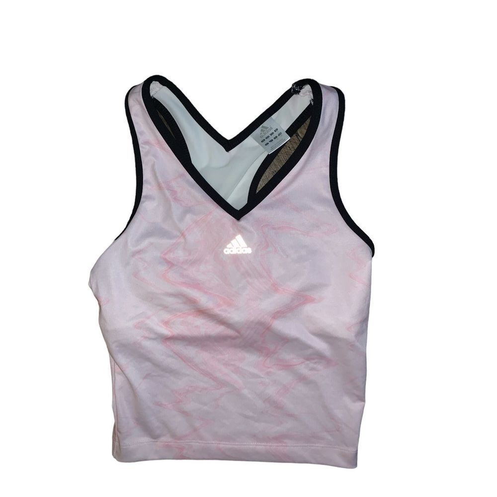Adidas, Pink & White Swirl Crop Top, Small, Used Great Condition.